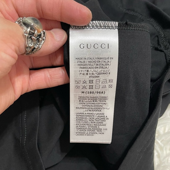 Like New Men Size Medium Gucci Logo Embroidered Oversized Tee 100% Cotton Black - Picture 11 of 13